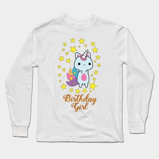 Kawaii Cat Birthday Girl Long Sleeve T-Shirt